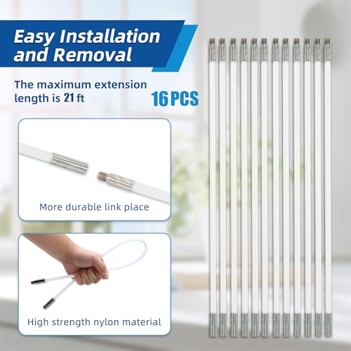 21 Feet Dryer Vent Cleaning Brush Kit, Multi-Scene Durability Chimney Brush with Flexible Nylon Rod, Multi-Purpose lint Cleaning Brush for Drill,Chimneys, fireplaces, Ventilation ducts