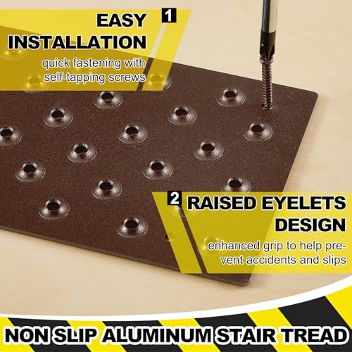 Gisafai 4 Pcs Aluminum Non Slip Stair Tread 30 x 3.75 Inch Metal Nosing - size: 30 x 3.75 Inch