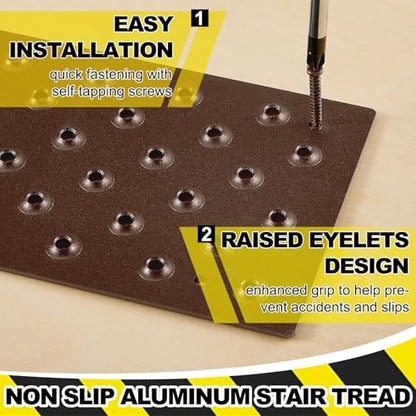 Gisafai 4 Pcs Aluminum Non Slip Stair Tread 30 x 3.75 Inch Metal Nosing - size: 30 x 3.75 Inch
