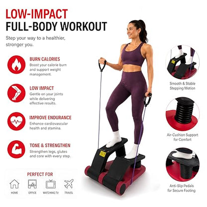 Air Stepper Machine with Resistance Bands - color: Beige/Black
