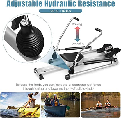 Goplus Hydraulic Rowing Machine with LCD Monitor