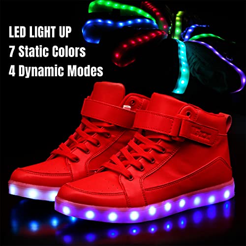 IGxx LED Light Up Shoes for Kids Boys Girls Sparkly Sneakers - color: Red, size: 1 Little Kid