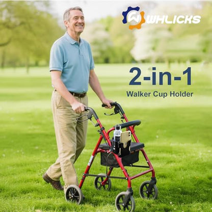 WHLICKS 2-in-1 Walker Cup Holder with Phone Holder，Fit for Wheelchair, Rollator, Scooter, Bike, Mobility, Camper, Stroller with Sturdy,Rotatable,Adjustable,Anti - Slip Clip - size: Patterns