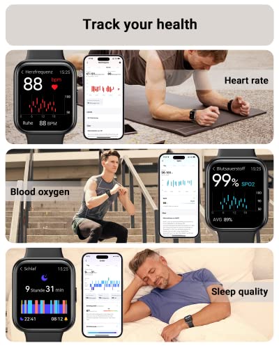 Tensky Smart Watch for Men/Women Android/iPhone/Samsung, Alexa Built-in, 1.8" Touch Screen Fitness Tracker with Answer/Make Calls, 3ATM Waterproof Heart Rate/Sleep/SpO2 Monitor, 120+ Sport Modes - color: Black
