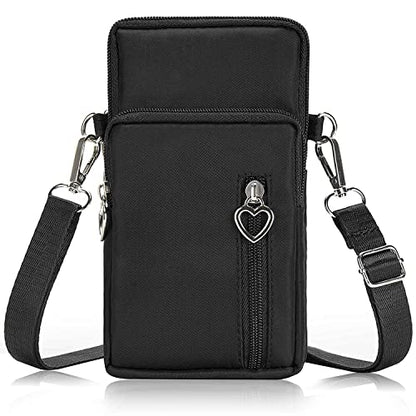 Women Cell Phone Purse Wristband Sport Armband Wallet Travel Crossbody Cell Phone Purse for Galaxy S10 Plus S9 Plus A50 A7 J7,OnePlus 6T,HTC U12 (Black) - color: Black