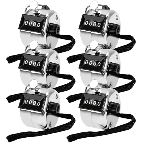 6 Pack Clicker Counter, Hand Tally Counters, 4 Digit Display Clicker - color: Silver Color