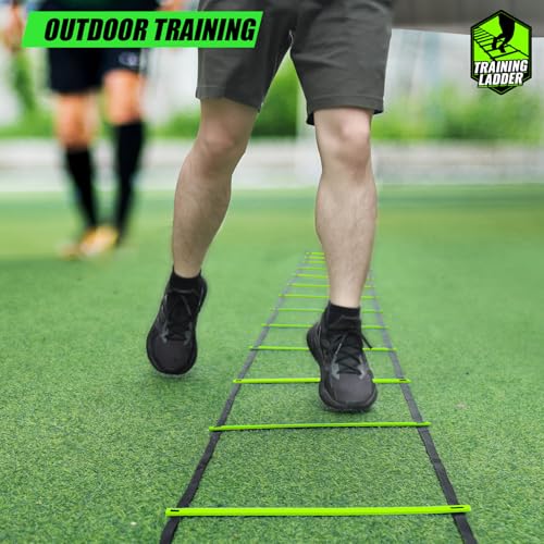 Teenitor Agility Ladder Speed Ladder Training Ladder for Soccer, Speed, Football Fitness Feet Training Carry Bag Agility Training Equipment 13 rungs, 23 feet - color: Green