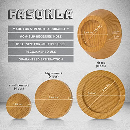 Bed Risers, Furniture Risers (Set of 8-Height 1") Can be Adjusted to 2'' 3''or 4'', Lifts Furniture Risers, Solid Natural Wood Risers, Non-Slip Recessed Hole (Natural Wood Color) - color: Natural Color