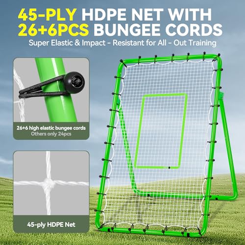 6 Adjustable AnglesVolleyball Rebounder Net 7x4 FT Bounce Back Trainer - color: Green