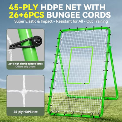 6 Adjustable AnglesVolleyball Rebounder Net 7x4 FT Bounce Back Trainer - color: Green