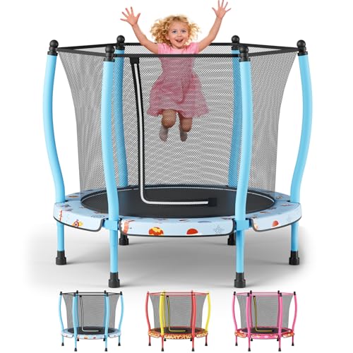 ZCMHAXJ 55" Trampoline for Kids, 440lbs Capacity Indoor & Outdoor Toddler Trampoline, Gifts for Boys & Girls - color: Universe