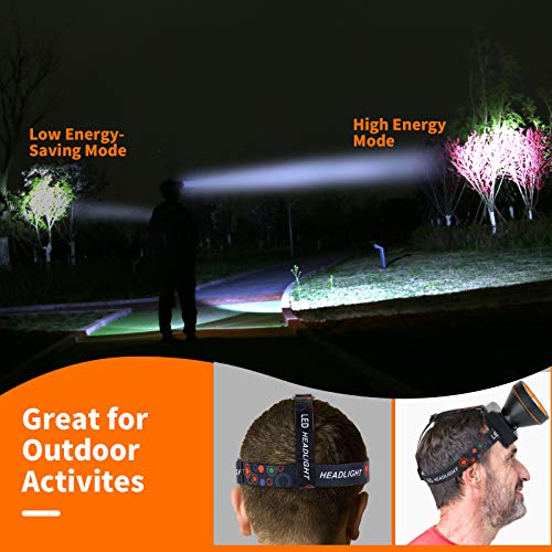Coon Hunting Light, Super Bright LED Headlamp with 2 Light Modes, Waterproof & Rechargeable Hard Hat Headlight, Adjustable Gold Miner Torch for Hunting, Fishing, Hiking, Camping, Outdoor Adventure - color: Black-Yellow Light