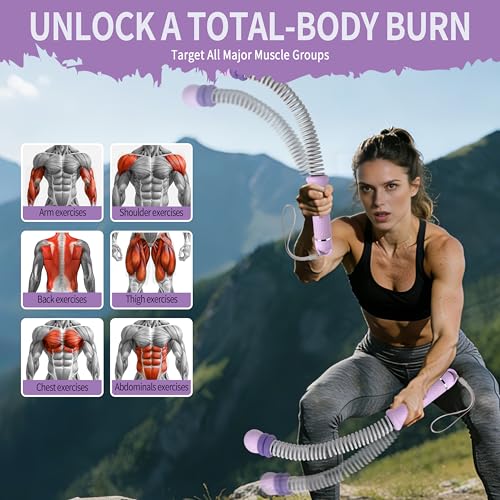 Portable Adjustable Ropeless Battle Ropes with Purple - color: Purple