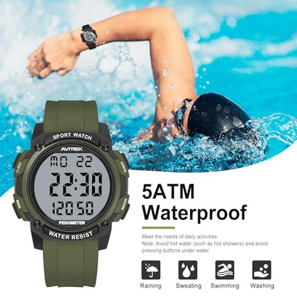 AVTREK Pedometer Watch for Walking Steps and Miles No Bluetooth/APP Needed - color: Green