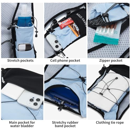 Lightweight Hydration Backpack, 1.5L Water Bag Running Vest - color: Light blue