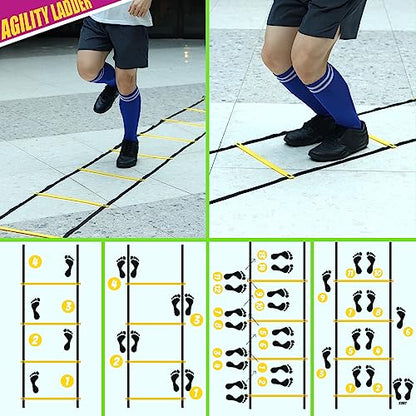 Teenitor Agility Ladder Speed Ladder Training Ladder for Soccer, Speed, Football Fitness Feet Training Carry Bag Agility Training Equipment 13 rungs, 23 feet - color: ‎Yellow