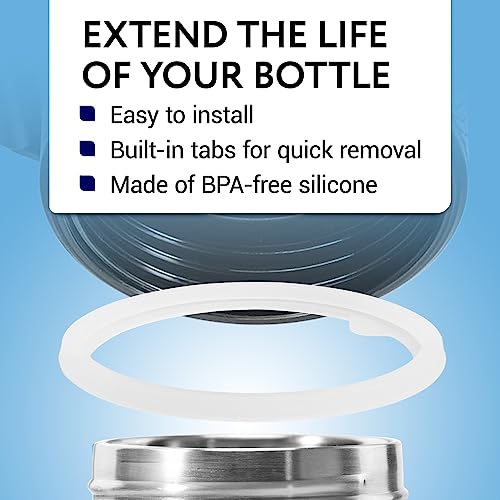Impresa Water Bottle Gasket Replacement Set - 9-Pack, Compatible with Thermoflask 24/32/40/64 oz Bottles - Thermo Flask Rubber Seal & Wide Mouth Chug/Spout Lid