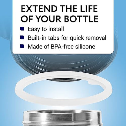 Impresa Water Bottle Gasket Replacement Set - 9-Pack, Compatible with Thermoflask 24/32/40/64 oz Bottles - Thermo Flask Rubber Seal & Wide Mouth Chug/Spout Lid