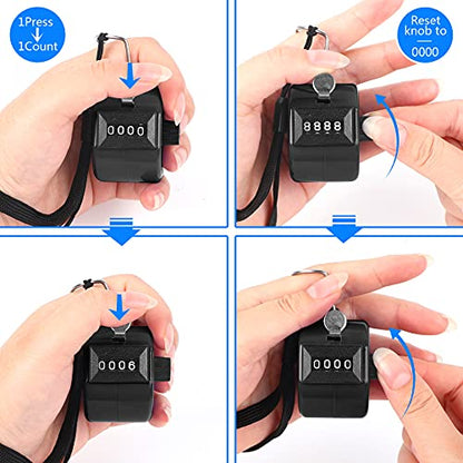 FEBSNOW 2 Pack Tally Counter Clicker 4 Digit Number for School Event - color: Two Black