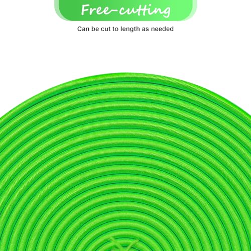 1/8" Bungee Shock Cords with Hooks,65 Feet Elastic Nylon Cords Kayak Stretch String Rope for Bikes,Tie Downs,Boating,Camping,Sunshades,Fitness and Outdoor Enthusiasts (1/8 inch x 32 Ft, Neon Green) - size: 1/8 inch x 32 Ft, Neon Green