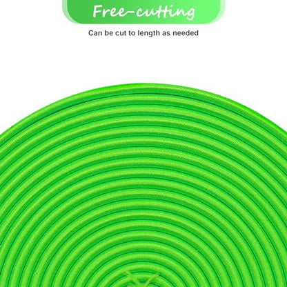 1/8" Bungee Shock Cords with Hooks,65 Feet Elastic Nylon Cords Kayak Stretch String Rope for Bikes,Tie Downs,Boating,Camping,Sunshades,Fitness and Outdoor Enthusiasts (1/8 inch x 32 Ft, Neon Green) - size: 1/8 inch x 32 Ft, Neon Green