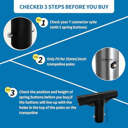 Trampoline Plastic T Connectors, 6 Pack, for Top Ring System