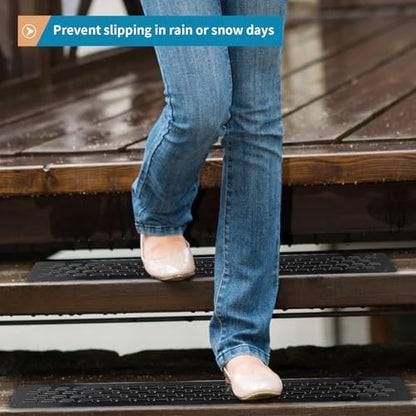 4 Pack Non Slip Aluminum Stair Treads, 30" x 3.7" Waterproof Traction Strips with Screws for Outdoor Deck Steps, Wood Ramp, Walkway or Indoor Stairs (Black)