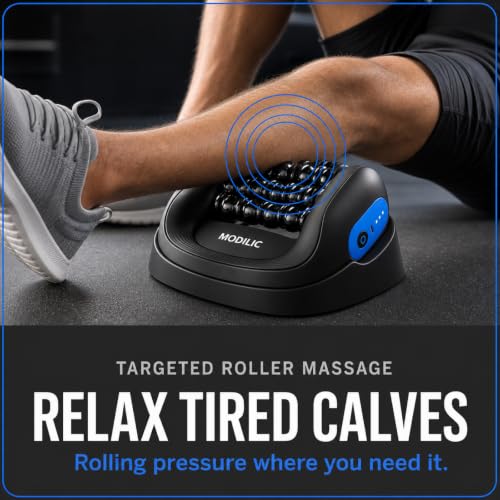 2-in-1 Electric Handheld Massager, Deep Tissue Roller Massager with Hands-Free Massage Base, Rechargeable Muscle Recovery Tool for Feet, Calves, Arms, Neck and Back Relief