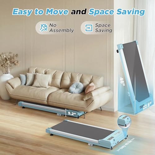 FYC Walking Pad with Incline for Home & Office - Under Desk Walking Pad Treadmill, Portable Walking Machine with Remote Control, LED Display, 300LBS Capacity, 2.5HP Quiet Motor - color: blue
