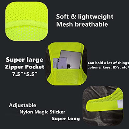 Reflective Running Safety Vest, Hi Vis Biking Walking Gear Men Women - color: Neon Yellow, size: Large