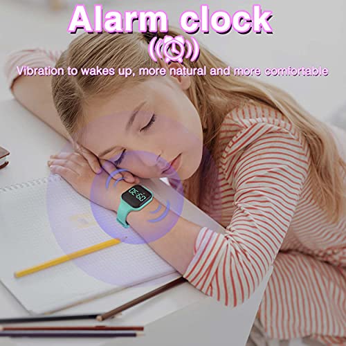 Non-Bluetooth Led Fitness Tracker Watch,Digital Pedometer Watch,with Step Counting/Distance/Calories/Stopwatch/Alarm Clock, Great Gift for Kids Teens Girls Boys Xmas - color: Square - purple