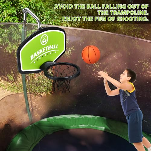 Trampoline Basketball Hoop, with Pump and Mini Balls, Easy to Assemble， Accessory of Trampoline - color: Green