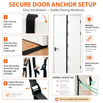 6 Pcs Resistance Band Set with Dual Door Anchors Handles