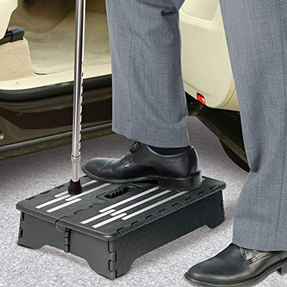 Portable Folding Step Riser for Elderly/Adults/Kids,High Riser Step Easy Transport,Foldable Stepping Stool Step Stool for Car/Kitchen/Bath,5 inch High Large Platform