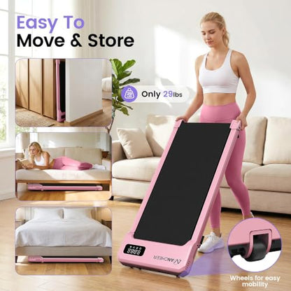 ANCHEER Walking Pad with Incline-Small Treadmill for Home - color: Pink
