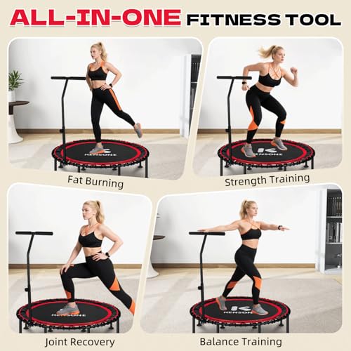 K KENSONE 40/48" Rebounder Trampoline for Adults, Bungee, 450/550 LBS Quiet - color: Red, size: 48" T-Bar