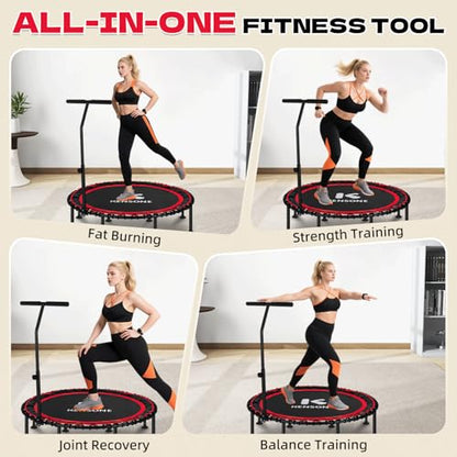 K KENSONE 40/48" Rebounder Trampoline for Adults, Bungee, 450/550 LBS Quiet - color: Red, size: 48" T-Bar