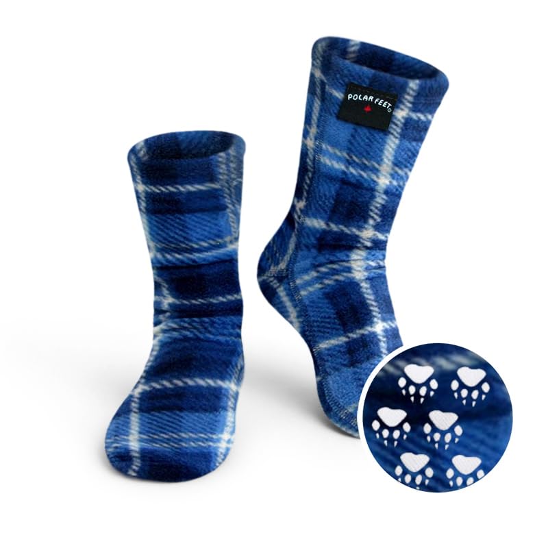 Polar Feet Fleece Socks Extra Wide Stretchy with Nonslip Grip for Men Women - color: Flannel, size: 3X-Large