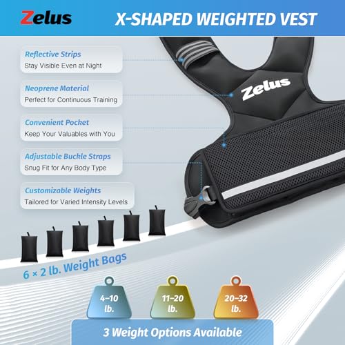 ZELUS Weighted Vest for Men Women,Adjustable 4-32lb Vest, Removable Weights - color: Black, size: 20-32 lb.