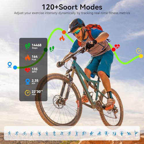Jacoosa Smart Watch for Men/Women Android & iPhone, 1.83" HD Touch Screen, Bluetooth Calling, 5 ATM Waterproof Fitness Tracker with 130+ Sports Modes, 24/7 Health Monitor (Blue) - color: Blue