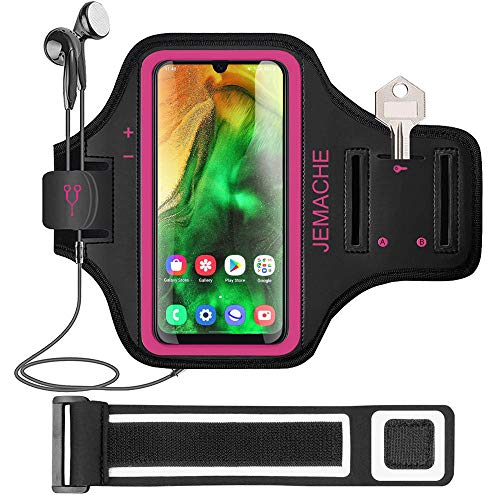Galaxy A56 A55 A54 Armband, JEMACHE Water Resistant Gym Running Workouts Arm Band for Samsung Galaxy A52 A53 A54 A55 A56 with Key Holder (Rosy) - color: Rosy