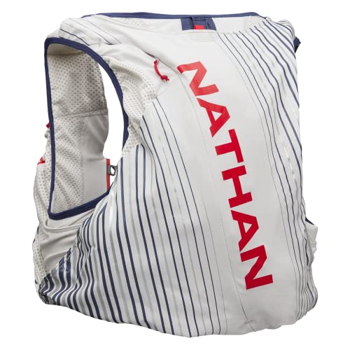 Nathan Men's Pinnacle Race Vest 12L Hydration Pack, 1.6L Water Bladder, Running Vest, Water-Resistant Pockets, Lightweight & Moisture Wicking - color: Vapor Grey/Ribbon Red, size: Medium