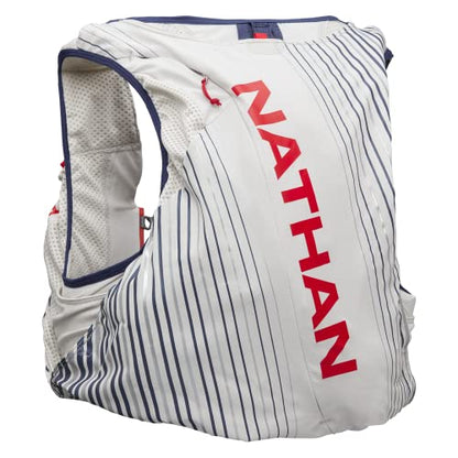 Nathan Men's Pinnacle Race Vest 12L Hydration Pack, 1.6L Water Bladder, Running Vest, Water-Resistant Pockets, Lightweight & Moisture Wicking - color: Vapor Grey/Ribbon Red, size: Medium