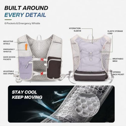 Running Vest with 2L Hydration Bladder Lightweight Pack - color: Gray
