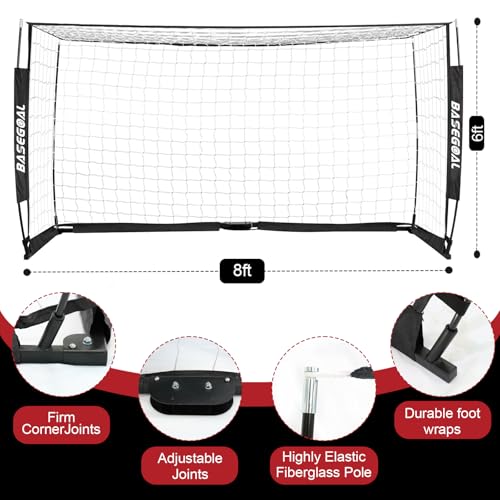 BaseGoal Soccer Goal for Backyard,with Bow Frame and Agility Ladder - size: 8x6 ft