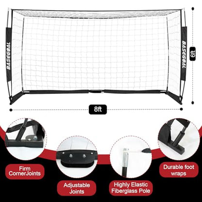 BaseGoal Soccer Goal for Backyard,with Bow Frame and Agility Ladder - size: 8x6 ft