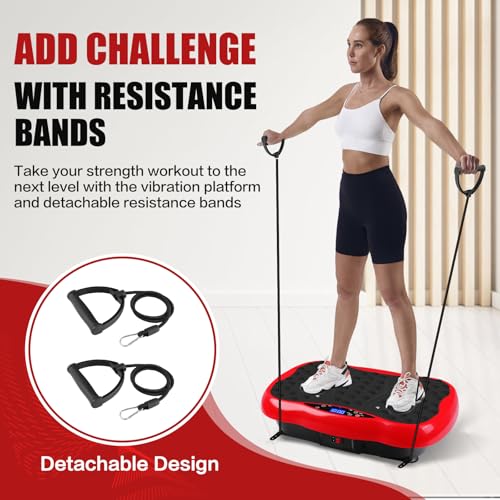 Vibration Plate Exercise Machine / Full Body / Portable / Weight Loss - color: Red