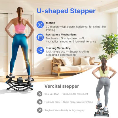 MERACH Rocking Steppers for Exercise at Home, 3D Motion Stair Stepper - color: black&blue