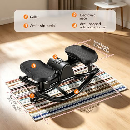 Rock Stepper Side to Side Lateral Motion Machine – Low-Impact Home Workout, Full-Body Engagement, Adjustable Resistance Bands + Digital Monitor, No Assembly Needed, Supports 250 lbs
