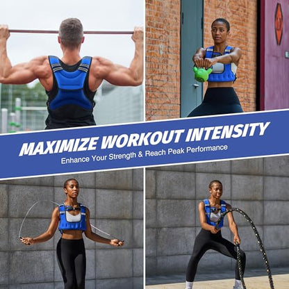 ZELUS Weighted Vest for Women & Men, U-Shaped Running Vest with Arm Pocket - color: Blue, size: 6LB